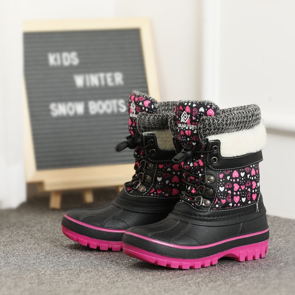Insulated Snow Kids Waterproof Boots - BLACK FUXIA - 5